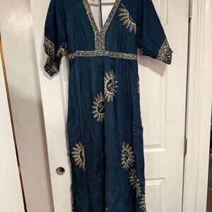 NWT Natalie Martin Indigo Suns Boho Empire Waist Midi